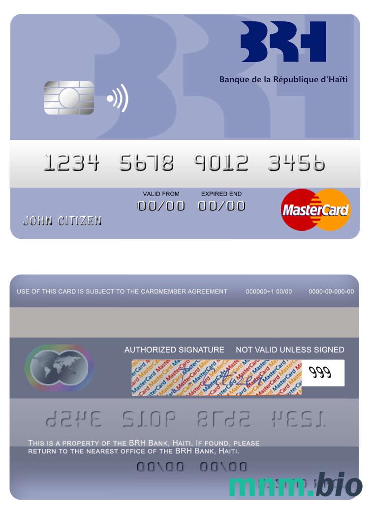 Haiti BRH Bank przykład karty mastercard w formacie PSD